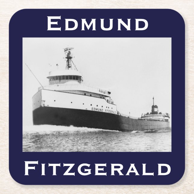 The Edmund Fitzgerald Square Paper Coaster (Front)
