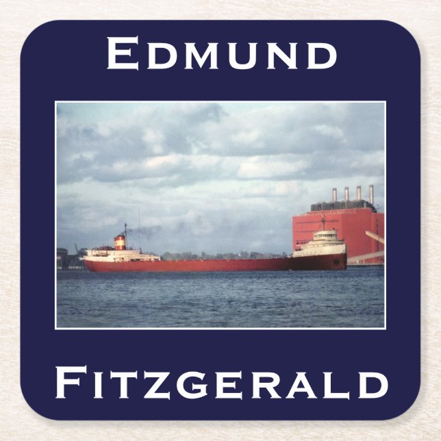 The Edmund Fitzgerald Square Paper Coaster (Front)