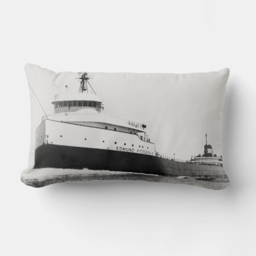The Edmund Fitzgerald Vintage Great Lakes Maritime Lumbar Pillow