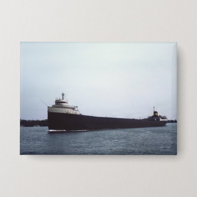 The Edmund Fitzgerald Vintage Great Lakes Ship Button (Front)