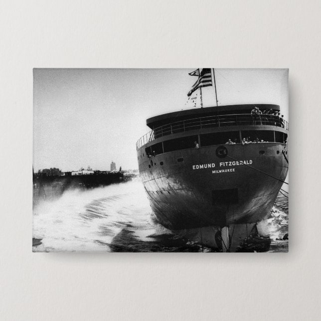 The Edmund Fitzgerald Vintage Great Lakes Ship Button (Front)