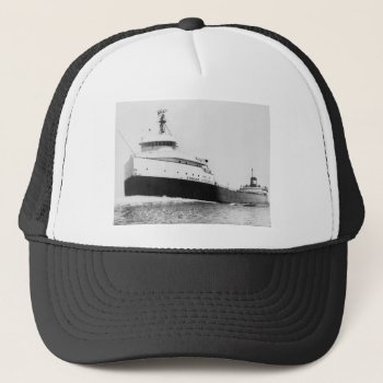 The Edmund Fitzgerald Vintage Great Lakes Ship Trucker Hat by scenesfromthepast at Zazzle