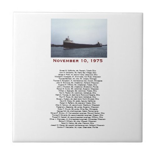 The Edmund Fitzgerald with Crew Names Gift Box Ceramic Tile
