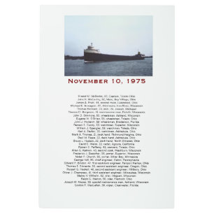 The Edmund Fitzgerald with Crew Names Gift Box Metal Print