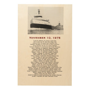 The Edmund Fitzgerald with Crew Names Gift Box Wood Wall Art