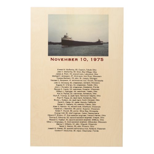 The Edmund Fitzgerald with Crew Names Gift Box Wood Wall Art