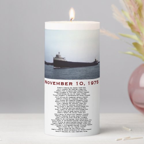 The Edmund Fitzgerald with Crew Names Mug Pillar Candle