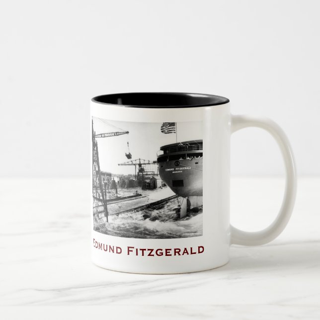 The Edmund Fitzgerald with Crew Names Two-Tone Coffee Mug (Right)