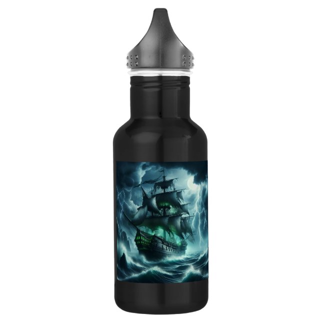 The Eerie Flying Dutchman  A Ghost Ship of the Sea Stainless Steel Water Bottle (Left)