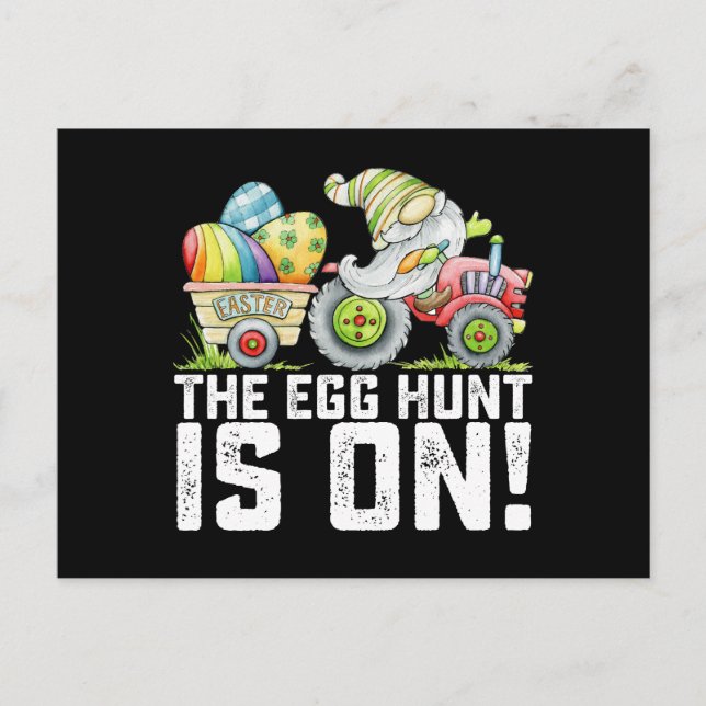 The Egg Hunt Is On Gnome Funny Easter Postcard (Front)