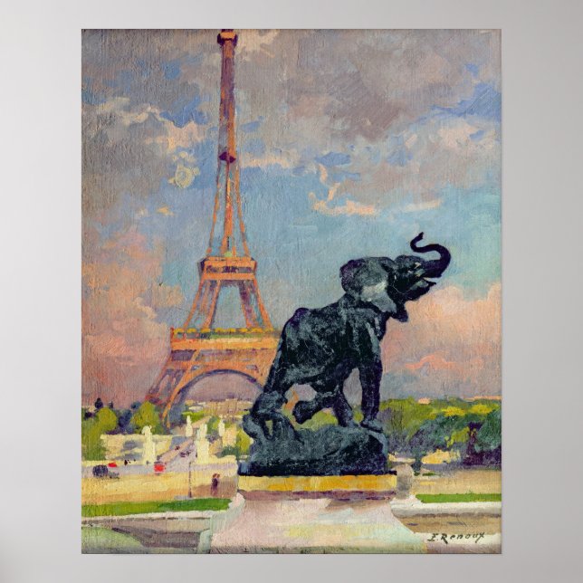 The Eiffel Tower and the Elephant by Fremiet Poster (Front)