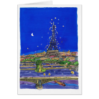 The Eiffel Tower at night Cards