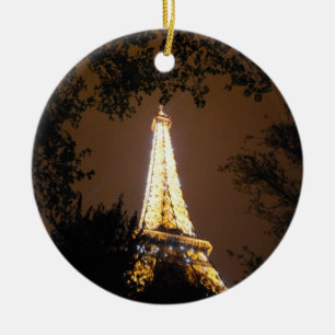 The Eiffel Tower at Night Ceramic Ornament