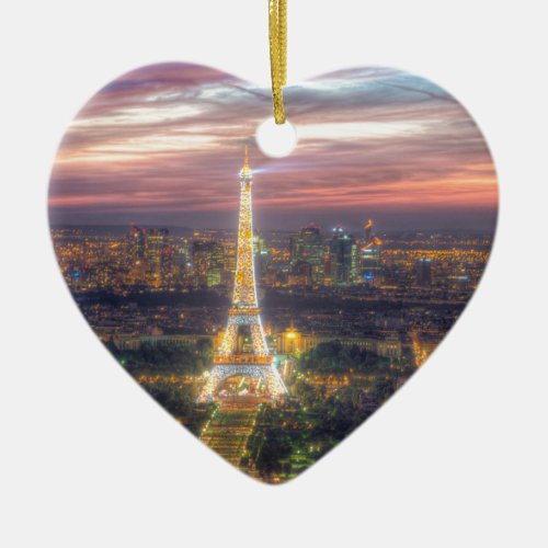 The Eiffel Tower at night Paris France Ceramic Ornament