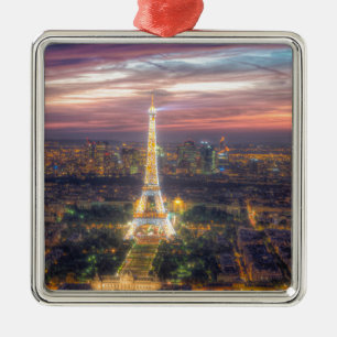 The Eiffel Tower at night, Paris France Metal Ornament