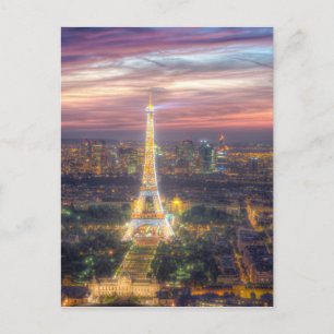 The Eiffel Tower at night, Paris France Postcard
