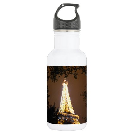 The Eiffel Tower At Night Water Bottle