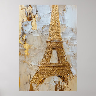 The Eiffel tower in gold Poster