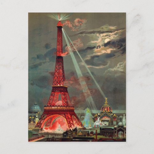 The Eiffel Tower in Red Postcard
