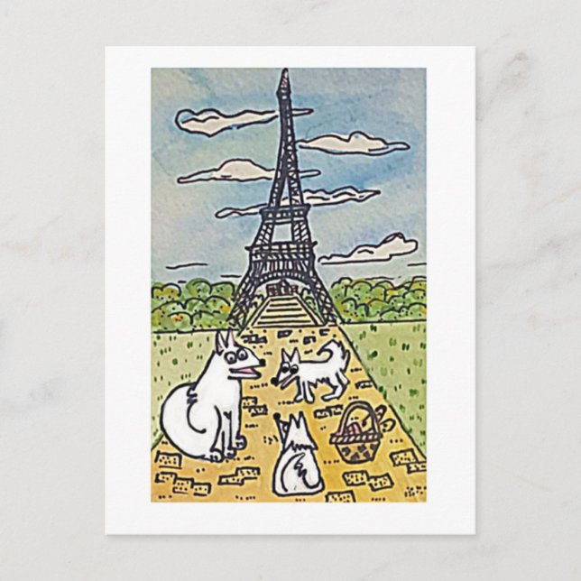 The Eiffel Tower, Original Art Parody Postcard (Front)