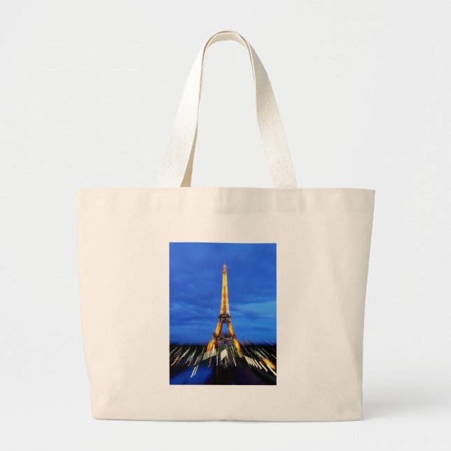 The Eiffel Tower Paris France Large Tote Bag (Front)