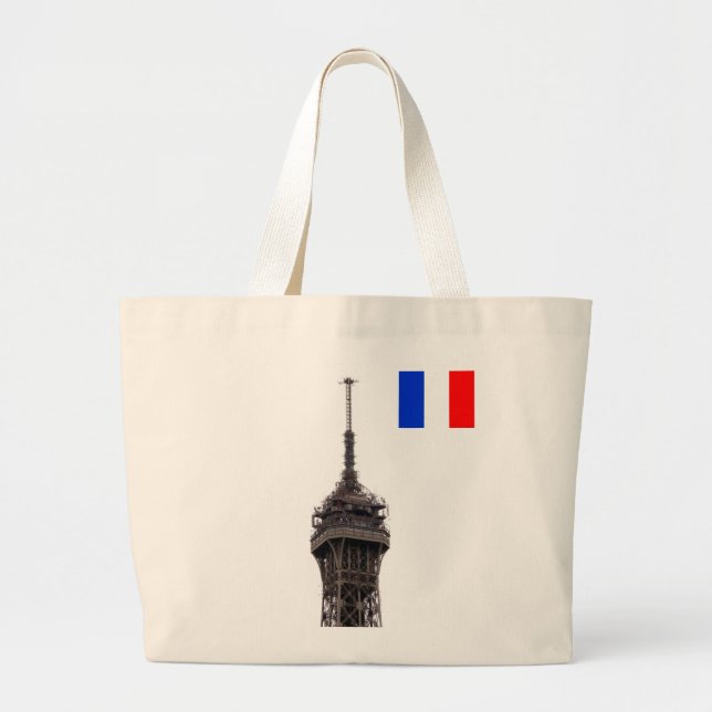 The Eiffel Tower Paris France Large Tote Bag (Front)