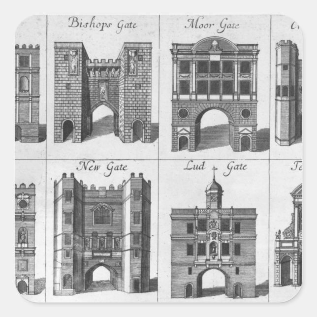 The Eight Gates of the City of London Square Sticker (Front)