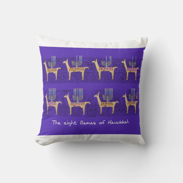 The Eight Llamas of Hannukah throw pillow (Front)