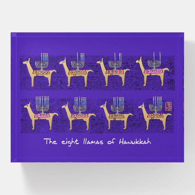 The Eight Llamas of Hanukkah  Paperweight (Front)
