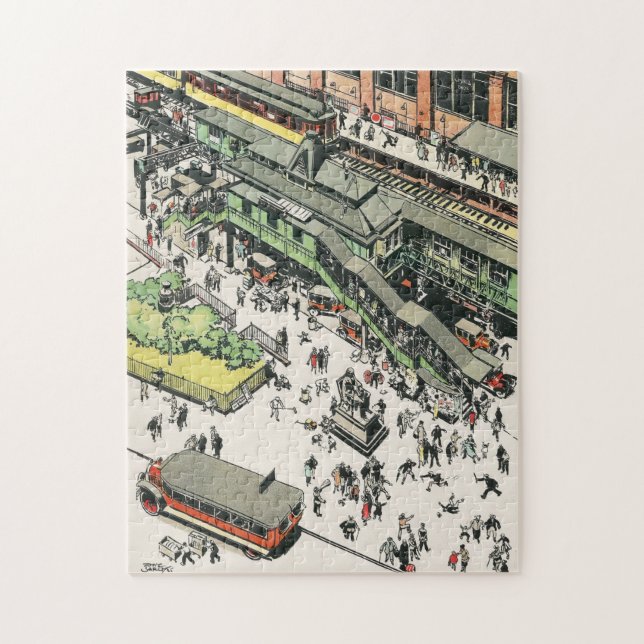 The El train station at Greeley Square, 1920s  Jigsaw Puzzle (Vertical)