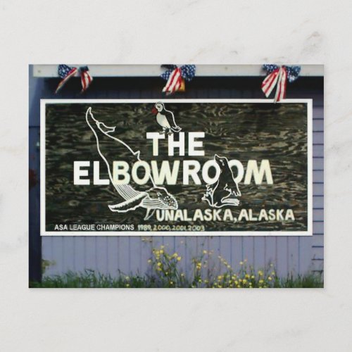 The Elbow Room Sign Unalaska Island Postcard