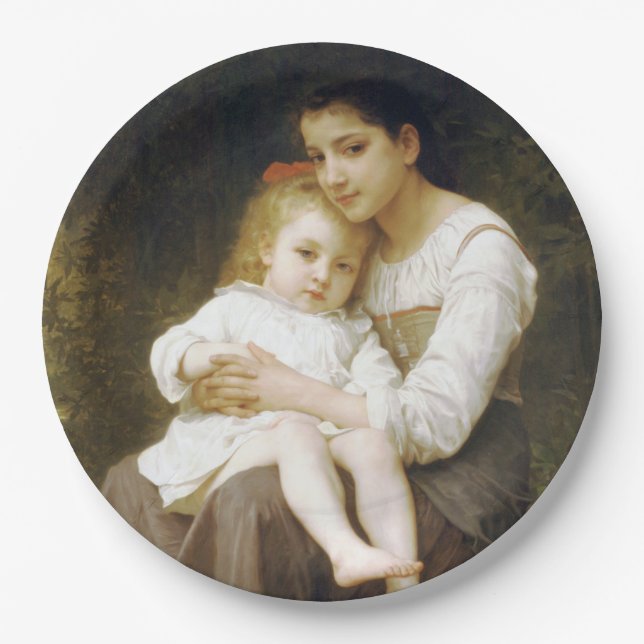 The Elder Sister (by William Bouguereau) Paper Plates (Front)