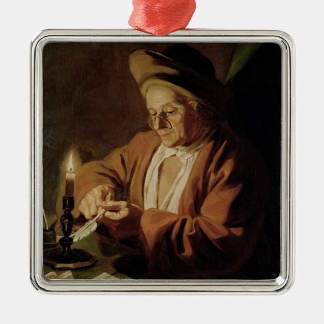 The Elderly Writer Metal Ornament (Front)