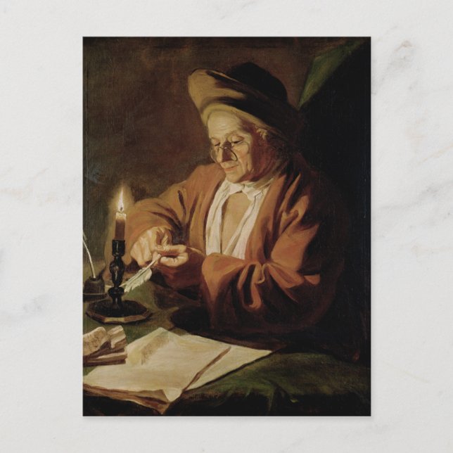 The Elderly Writer Postcard (Front)