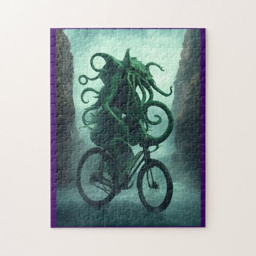 The Eldritch Cyclist Cthulhu Rides a Bike Jigsaw Puzzle