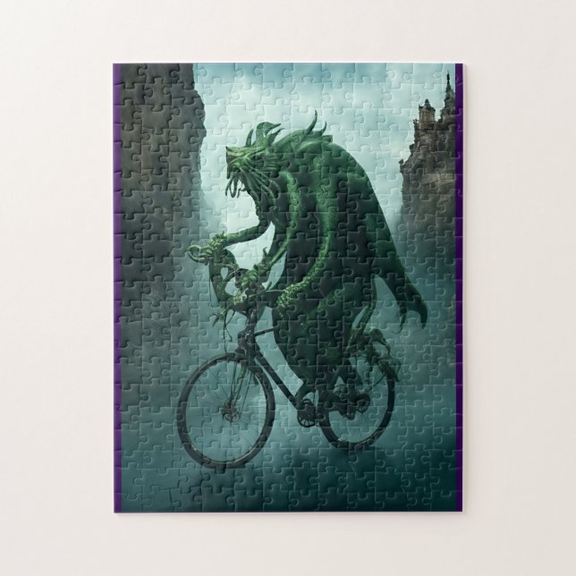 The Eldritch Cyclist: Cthulhu Rides a Bike Jigsaw Puzzle (Vertical)