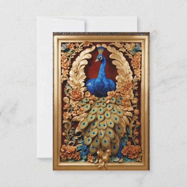 The Elegance of a Peacock Couple" Thank You Card (Front)