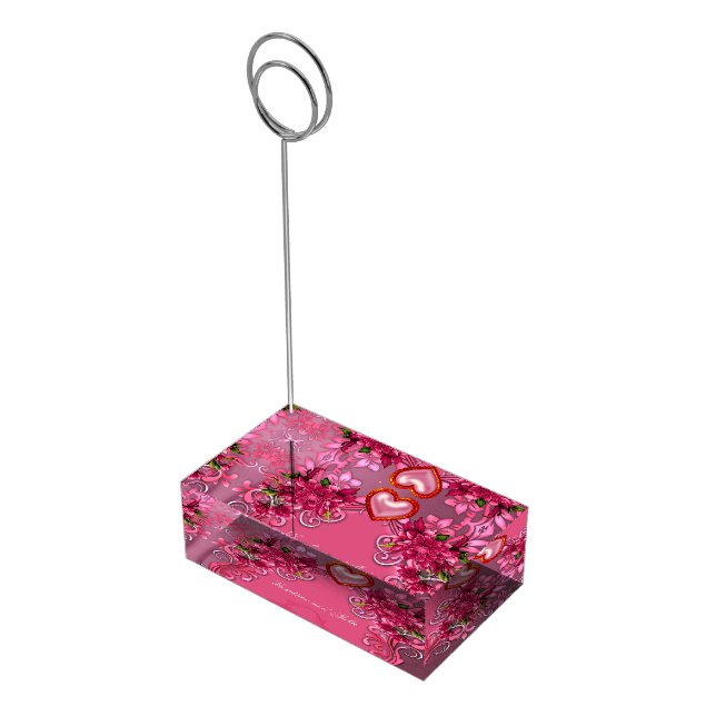 The elegance of pink flowers place card holder (Corner)