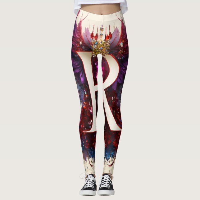 "The Elegance of R: A Timeless Logo Concept"  Leggings (Front)