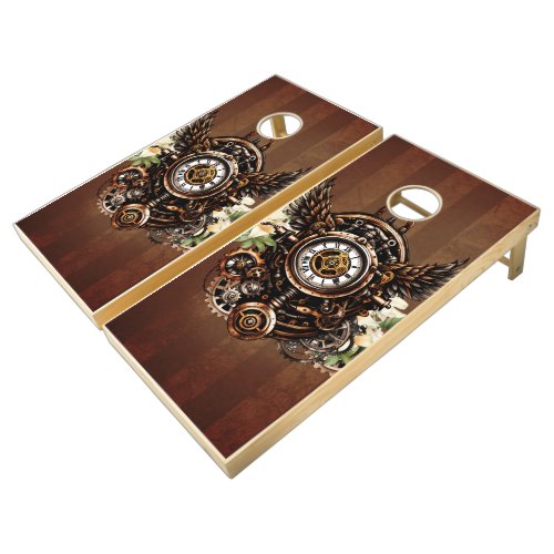 The elegance of Steampunk Floral Magic Cornhole Set