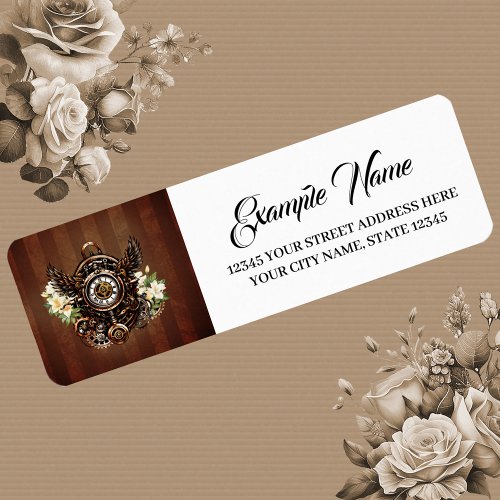 The elegance of Steampunk Floral Magic Label