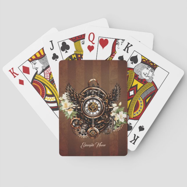 The elegance of Steampunk Floral Magic Poker Cards (Back)