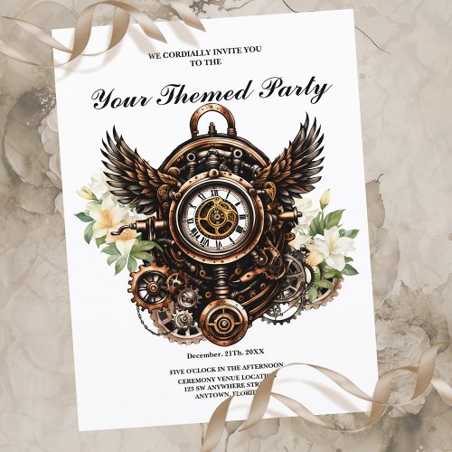 The elegance of Steampunk Floral Magic Postcard