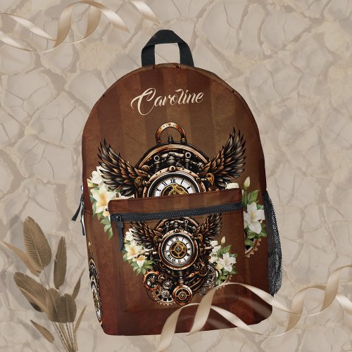 The elegance of Steampunk Floral Magic Printed Backpack