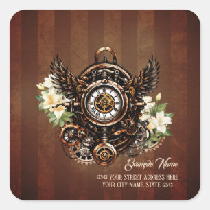 The elegance of Steampunk Floral Magic Square Sticker