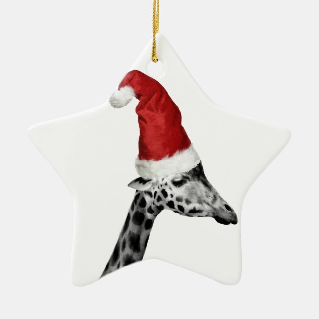 The Elegance of the Christmas Giraffe Ceramic Ornament (Front)