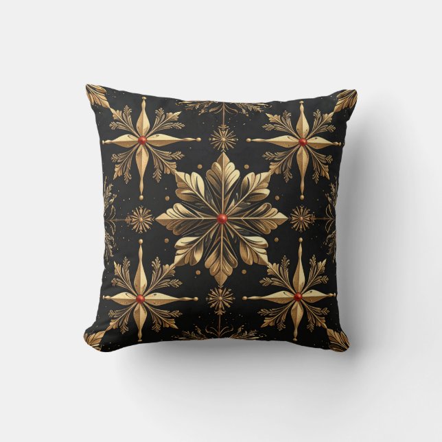 The Elegant Christmas - Black Throw Pillow (Front)