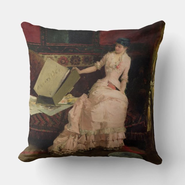 The Elegant Connoisseur, 1883 (oil on canvas) Throw Pillow (Front)
