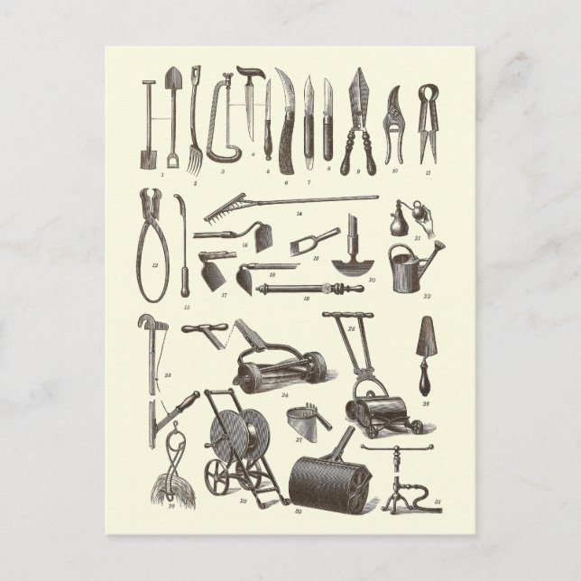 The Elegant Gardener - Antique Garden Tools Postcard (Front)