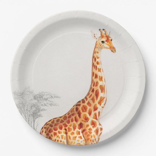 The Elegant Giraffe Paper Plates (Front)